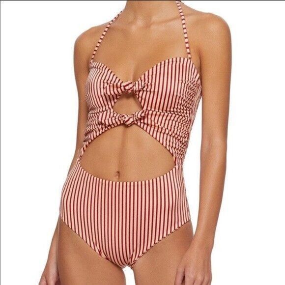 Tori Praver Other - TORI PRAVER 1R19SOROST ROUX 1-PIECE CUTOUT BANDEAU BIKINI TIE FRONT HALTER GOLD